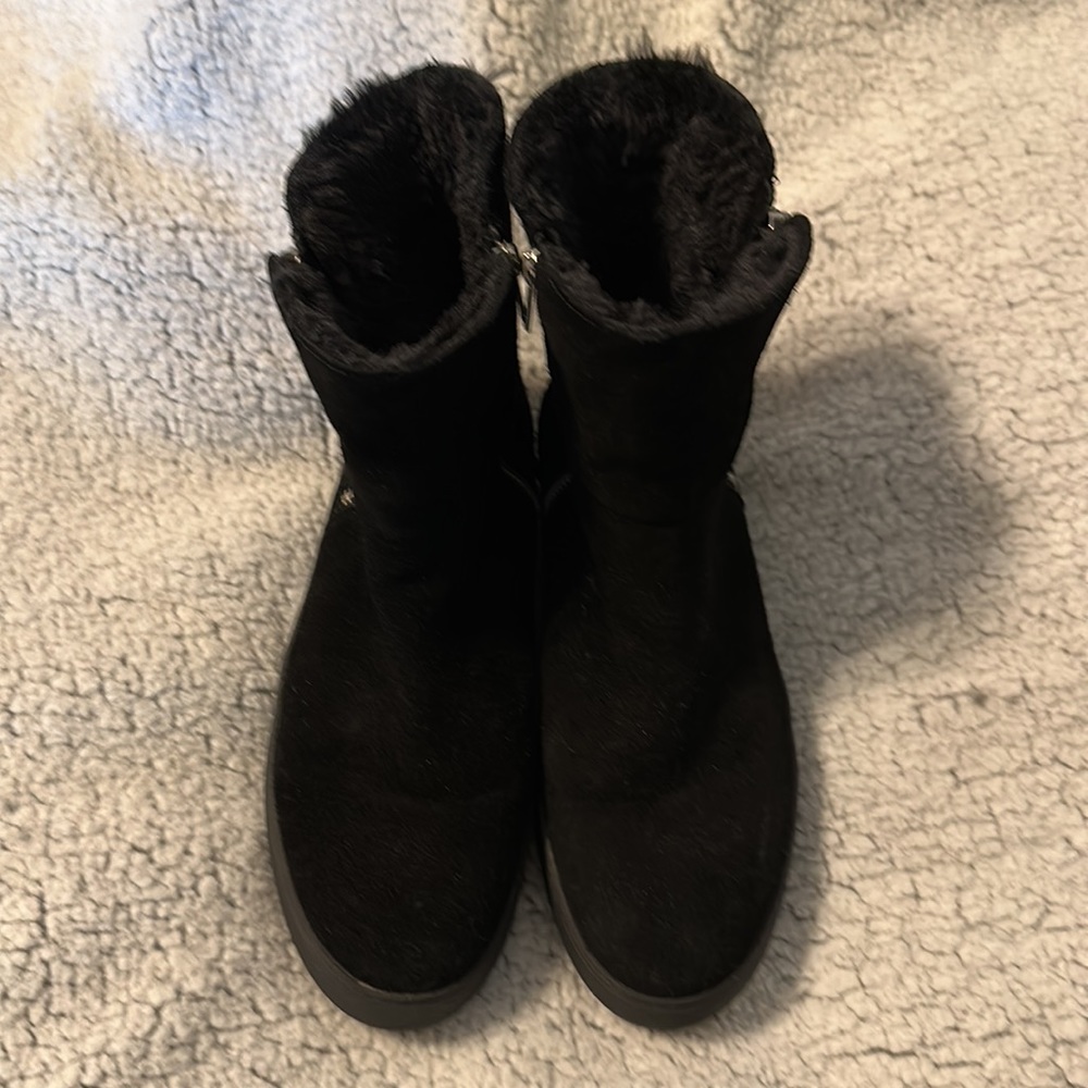 J Slides Black Suede Leather Double Zipper Calf Boots 9.5 M - Picture 2 of 11